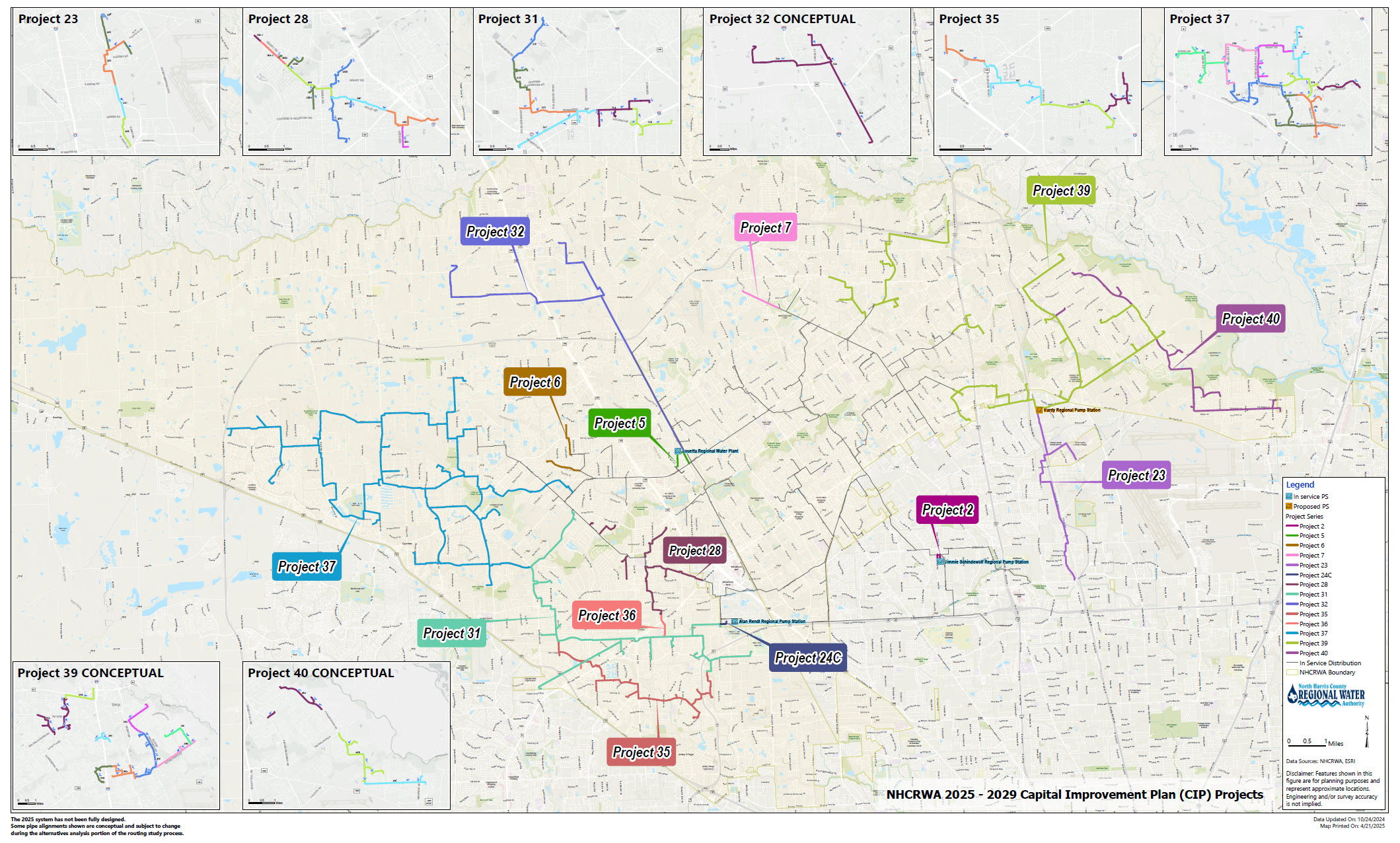 NHCRWA CIP map with insets 2025 Water Distribution and Transmission System